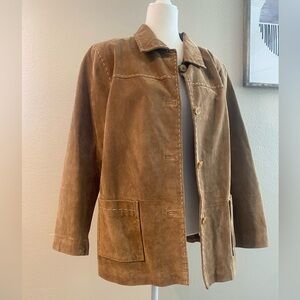 Denim&Co Brown Suede Leather Jacket Size Large